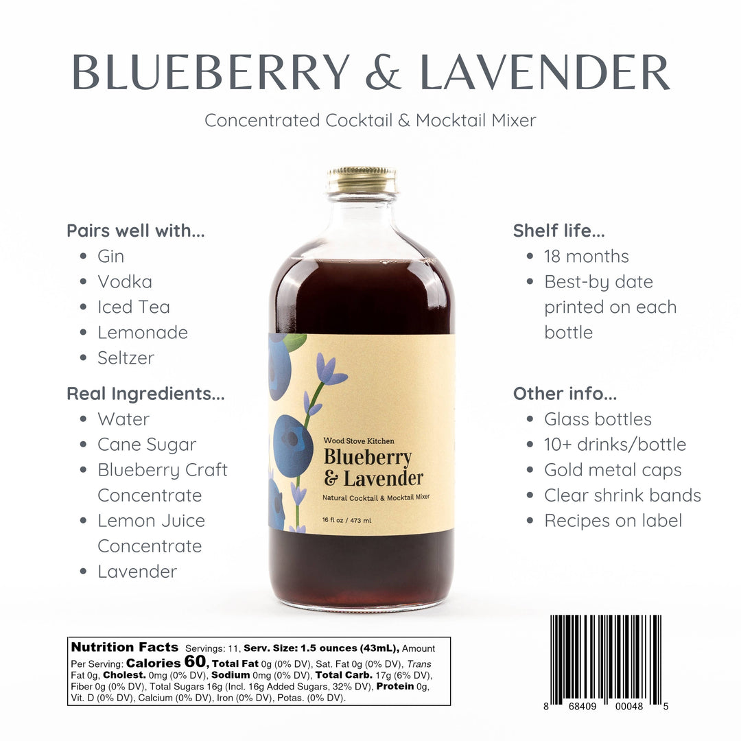 Blueberry and Lavender Cocktail Mixer and Mocktail Mixer, 16 fl oz